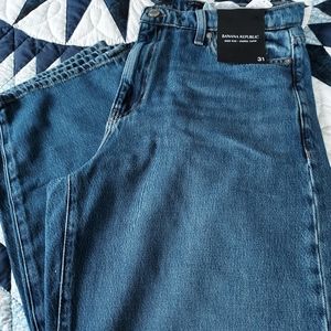Banana Republic High Rise Barrel Taper Blue Jeans